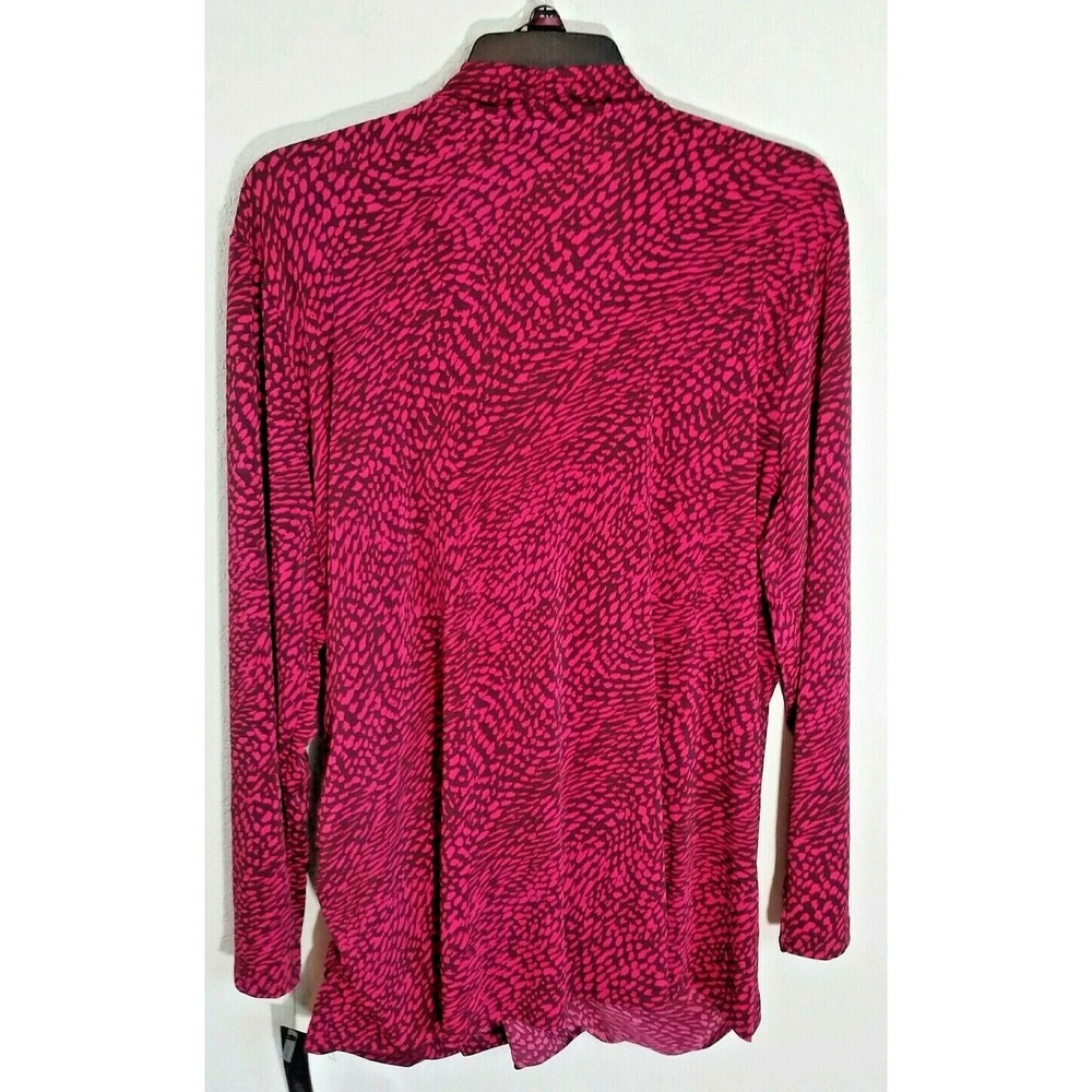 Apt. 9 Berry and Black V-Neck Long Sleeve Print Top - Picture 4 of 5